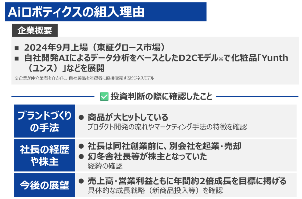 Aiロボティクスの組入理由