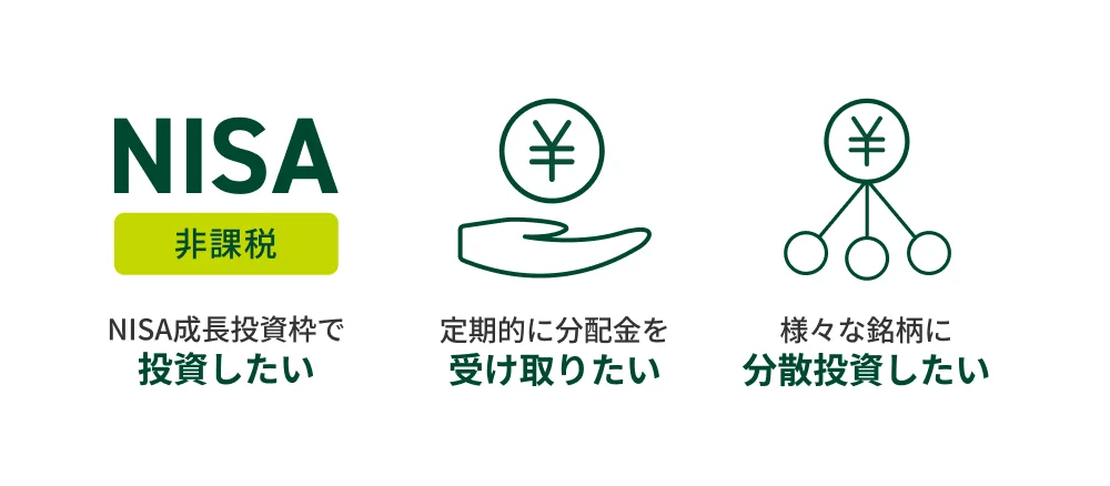 NISA成長投資枠で投資したい 定期的に分配金を受け取りたい 1本で複数銘柄に分散したい